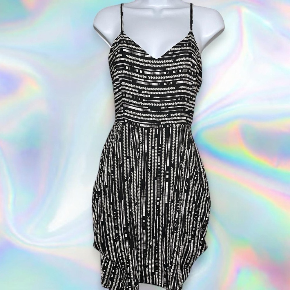 Papaya Black and White Patterned Mini Dress